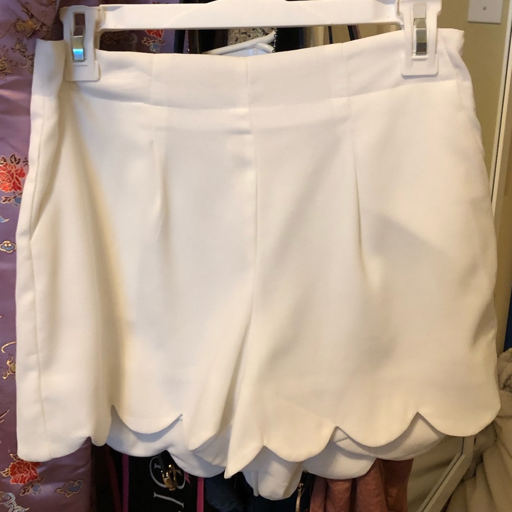 White Scalloped Shorts